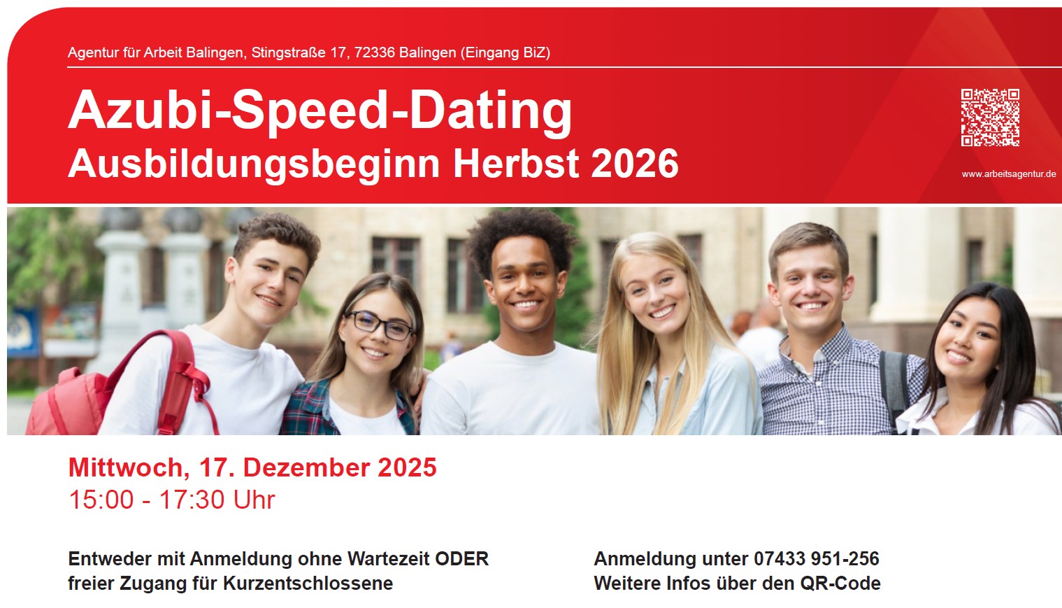 Azubi Speed Dating - Agentur für Arbeit in Balingen am 17.12.2025